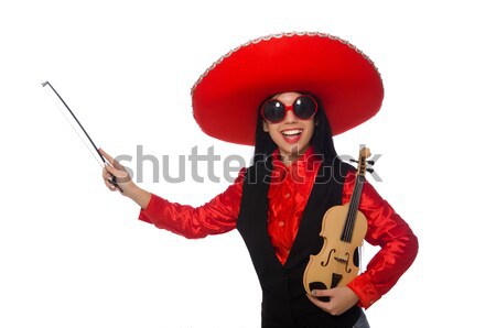 Stok fotoğraf: Komik · adam · Meksika · geniş · kenarlı · şapka · şapka