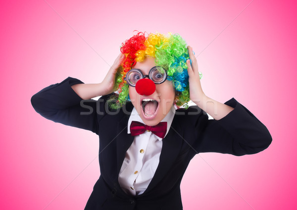 Woman clown businesswoman isolated on white Stock photo © Elnur