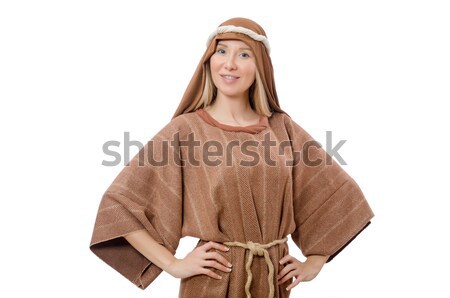 Woman wearing medieval arab clothing on white Stock photo © Elnur