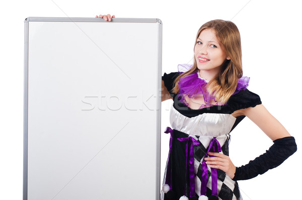 Girl in harlequin costume isolated on white Stock photo © Elnur