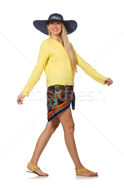 Tall caucasian model wearing hat isolated on white Stock photo © Elnur