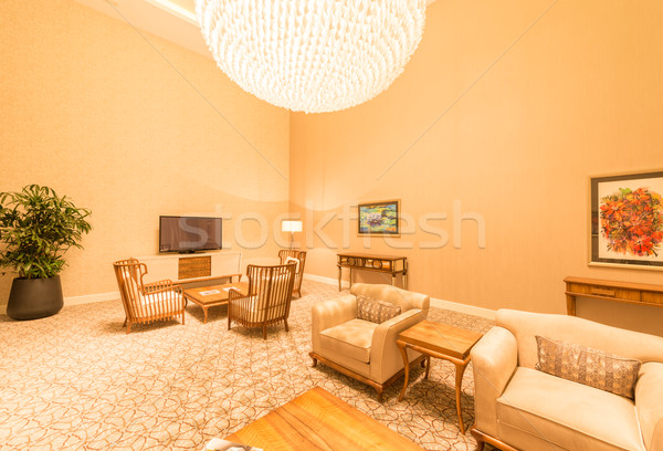 Moderne interieur eetkamer licht ontwerp tabel Stockfoto © Elnur