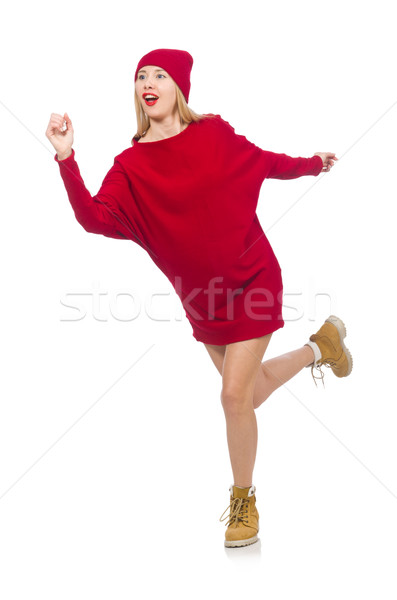 Pretty girl in red dress isolated on white Stock photo © Elnur