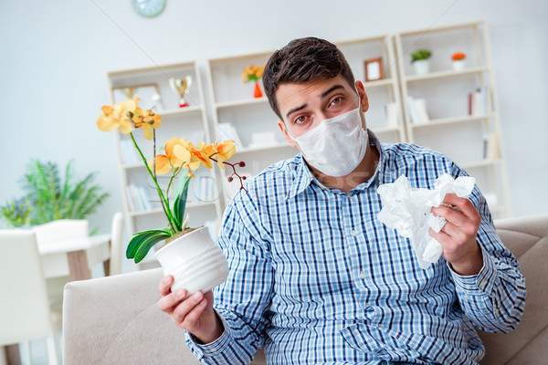 Hombre sufrimiento alergia médicos flor alimentos Foto stock © Elnur