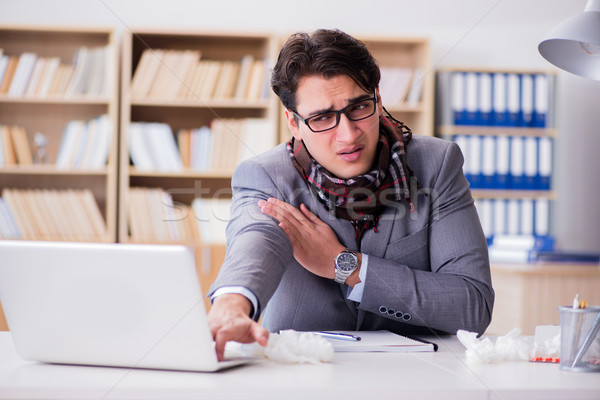 Foto stock: Doente · empresário · sofrimento · doença · escritório · homem