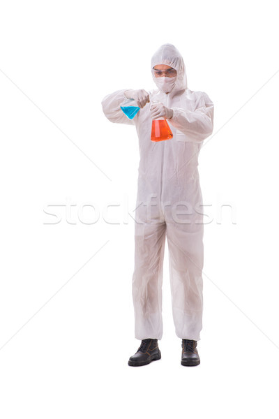 Químico trabalhando venenoso isolado branco de volta Foto stock © Elnur