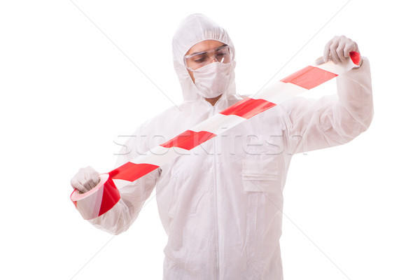 Forensic specialist in protective suit isolated on white Stock photo © Elnur