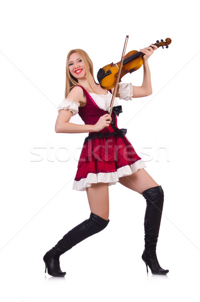Girl playing violin on white Stock photo © Elnur