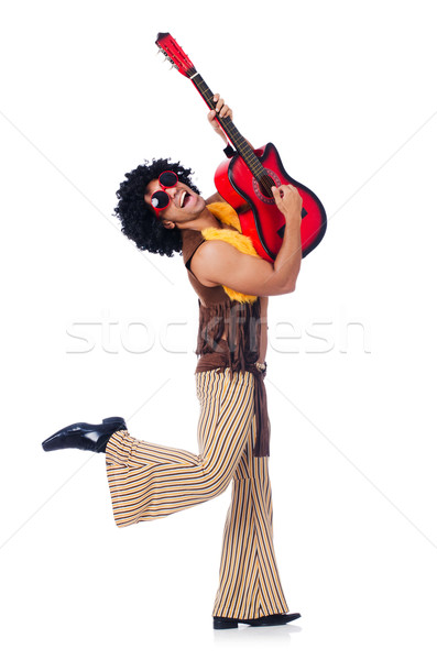 Foto stock: Masculina · guitarrista · aislado · blanco · fiesta · metal