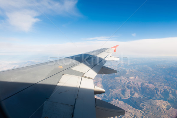 Aereo ala fuori finestra tecnologia blu Foto d'archivio © Elnur