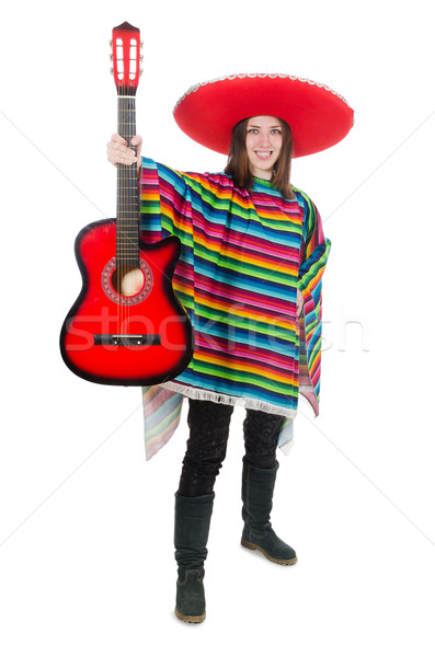 Foto stock: Bastante · mexicano · menina · isolado · branco