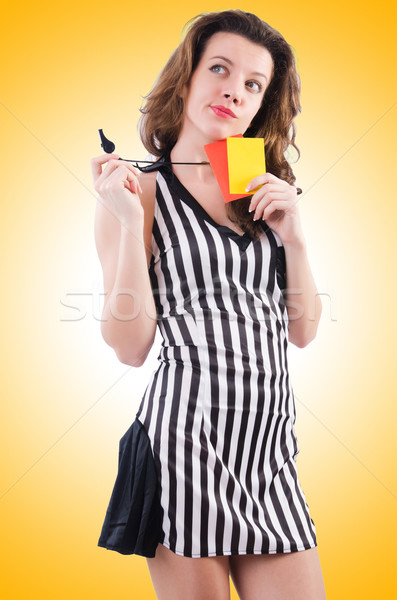 Woman referee with card on white Stock photo © Elnur