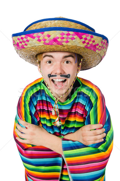 [[stock_photo]]: Drôle · jeunes · mexican · faux · moustache · isolé