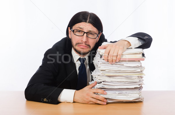 Businessman overwhelmed and stressed from paperwork Stock photo © Elnur