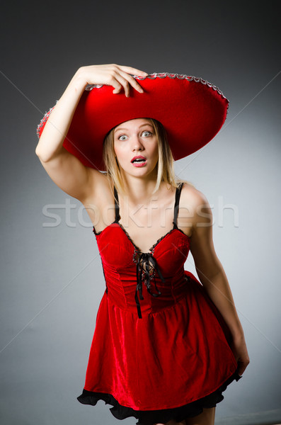 Woman wearing sombrero hat in funny concept Stock photo © Elnur