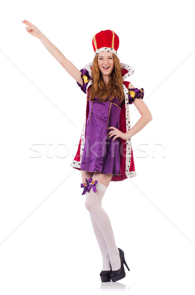 Pretty young queen in purple dress isolated on white Stock photo © Elnur