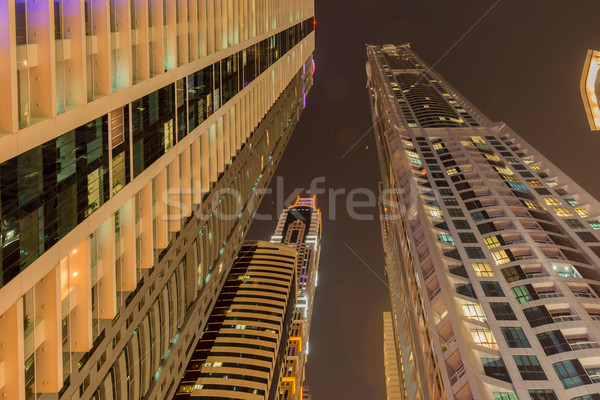 Stockfoto: Wolkenkrabbers · Dubai · nacht · gebouw · stad · bouw