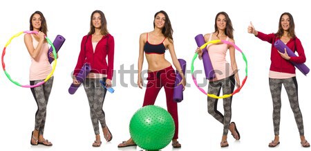 Stockfoto: Ingesteld · foto's · vrouw · hoelahoep · sport · fitness