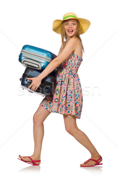 Woman with suitcase isolated on white Stock photo © Elnur