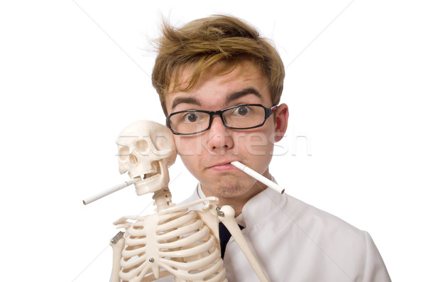 Antismoking concept with man and skeleton Stock photo © Elnur