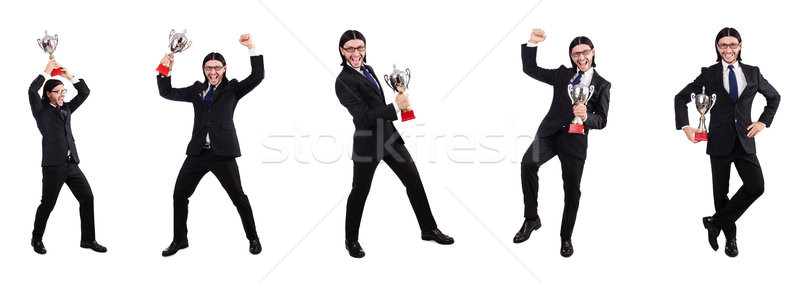 Businessman awarded with prize cup isolated on white Stock photo © Elnur