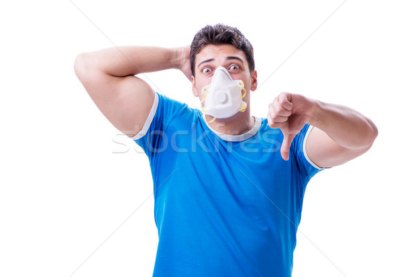 Stock photo: Man sweating excessively smelling bad isolated on white backgrou