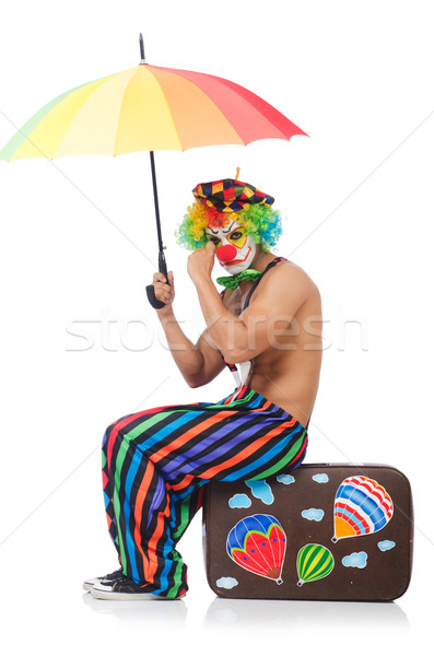 Grappig clown geïsoleerd witte glimlach gezicht Stockfoto © Elnur