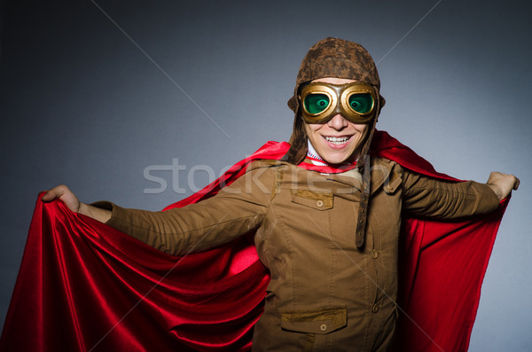 Funny pilot with goggles and helmet Stock photo © Elnur