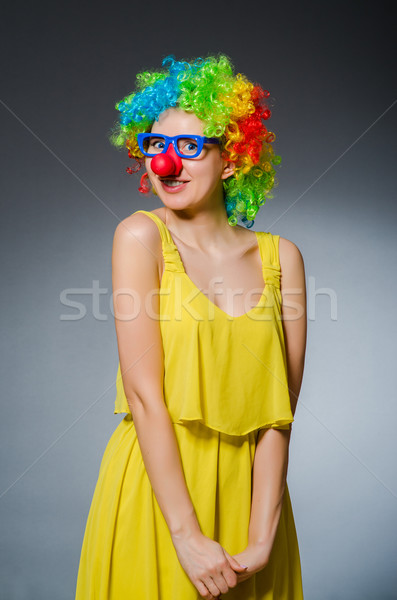 Funny Frau Clown Zurichtung Lächeln Gesicht Stock foto © Elnur