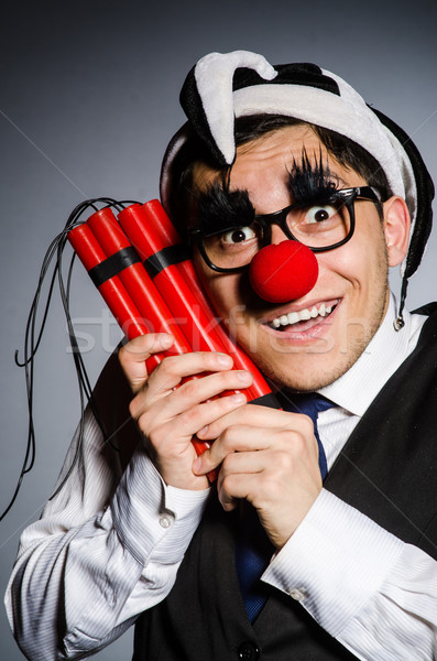 Funny clown with sticks of dynamite Stock photo © Elnur