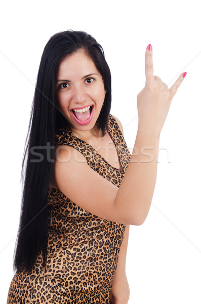 Young model in leopard prints suit isolated on white Stock photo © Elnur