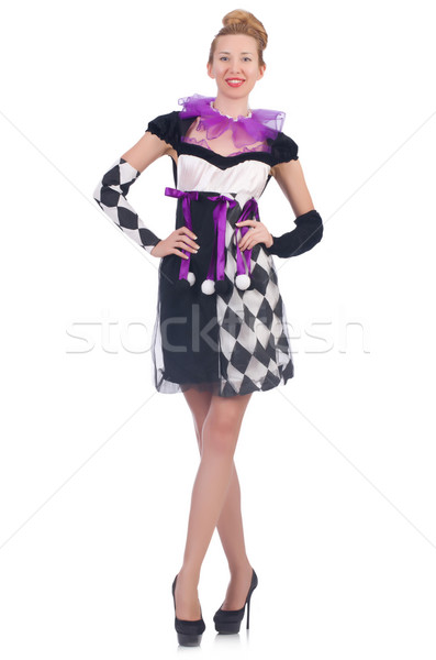 A girl in harlequin costume isolated on white Stock photo © Elnur