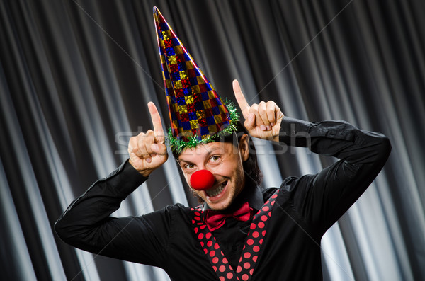 Vicces bohóc humoros függöny mosoly születésnap Stock fotó © Elnur