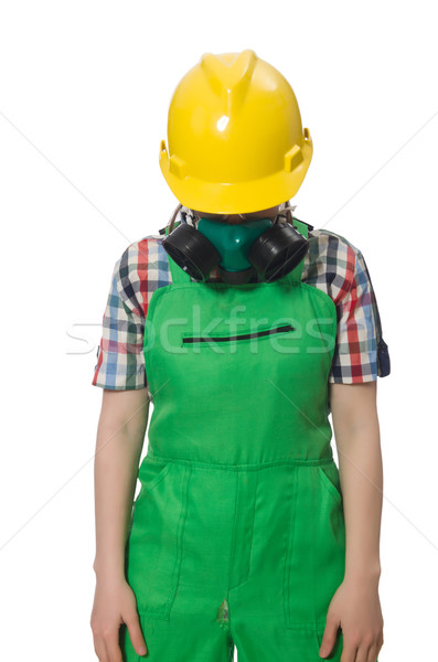 Female worker wearing coverall and gas mask isolated on white Stock photo © Elnur