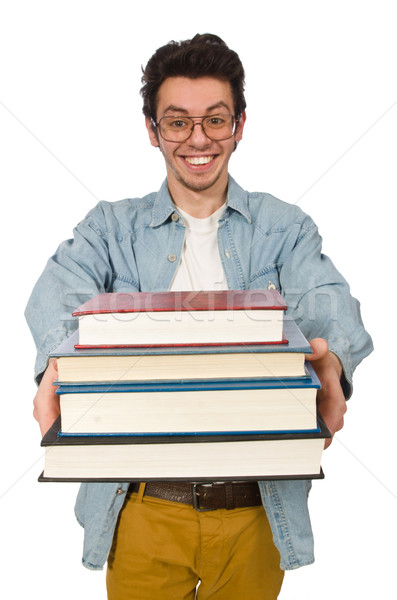 Estudiante libros aislado blanco feliz azul Foto stock © Elnur