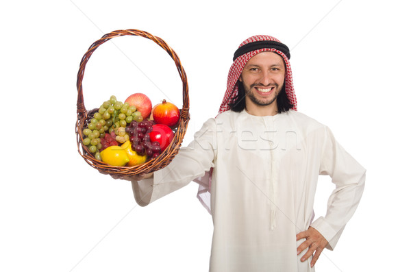 Arab man with fruits isolated on white Stock photo © Elnur