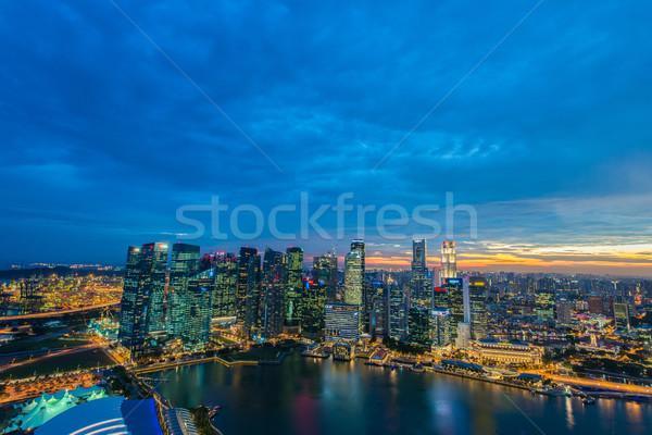 Stok fotoğraf: Panorama · Singapur · ufuk · çizgisi · şehir · merkezinde · iş · gökyüzü