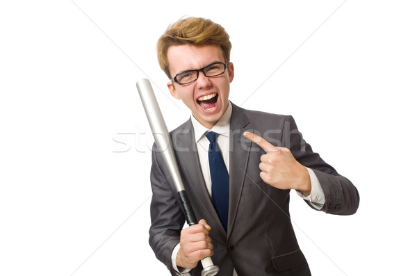 Young businessman with baseball bat isolated on white Stock photo © Elnur