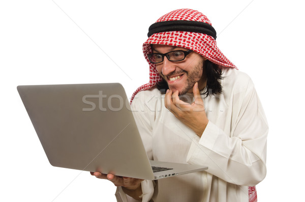 Arab man with laptop isolated on white Stock photo © Elnur