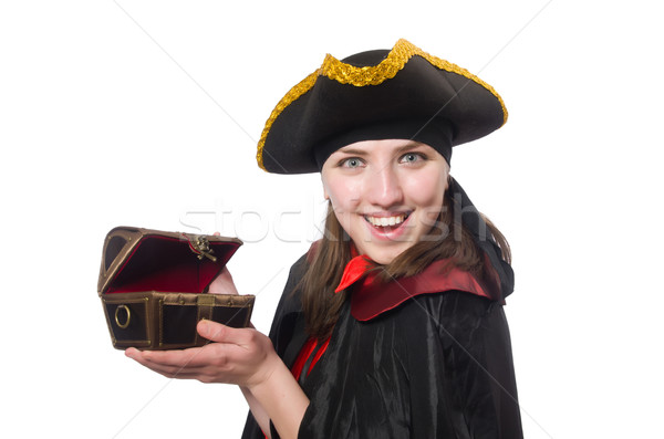 Foto stock: Feminino · pirata · preto · casaco · tesouro