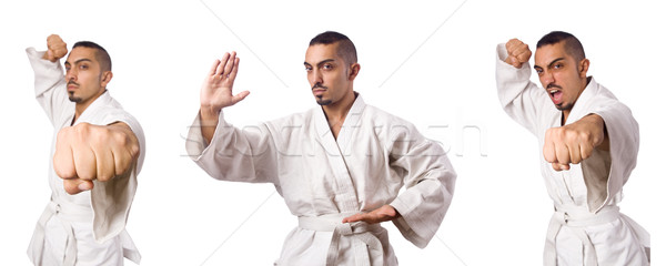 Kollázs karate játékos kimonó izolált fehér Stock fotó © Elnur