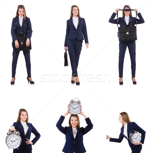 Businesswoman with clock isolated on white Stock photo © Elnur