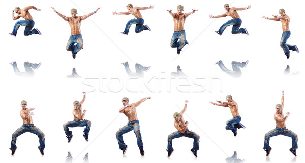 Stockfoto: Danser · dansen · geïsoleerd · witte · naakt · man