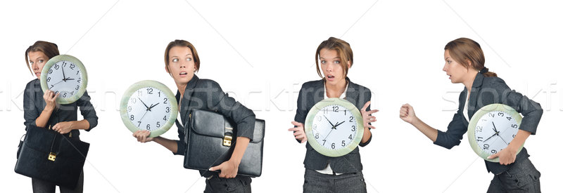 Businesswoman with clock isolated on white Stock photo © Elnur