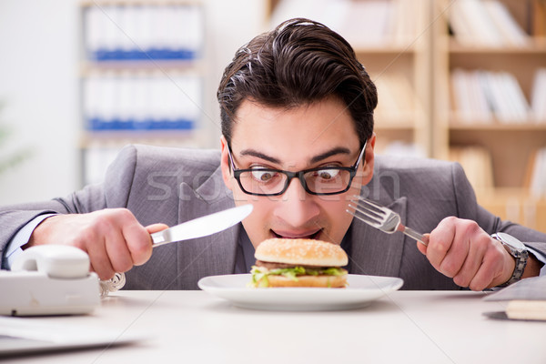 [[stock_photo]]: Faim · drôle · affaires · manger · sandwich