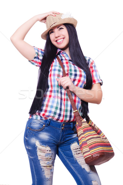 Young woman ready for summer vacation on white Stock photo © Elnur