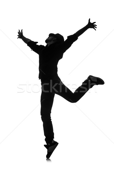 Stock photo: silhouette of male dancer isolated on white