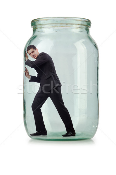 Jonge zakenman glas jar business voedsel Stockfoto © Elnur