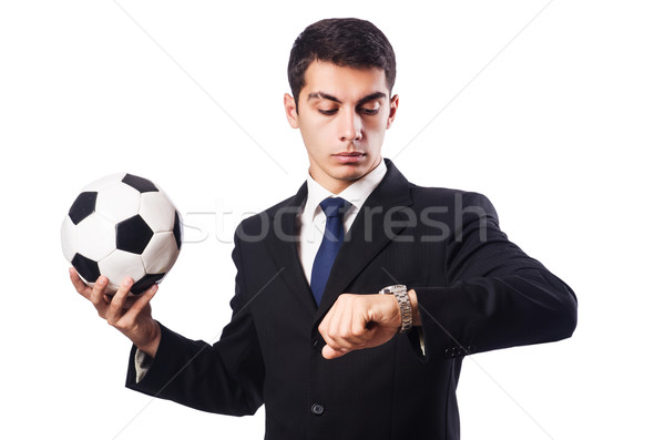 Young businessman with football on white Stock photo © Elnur