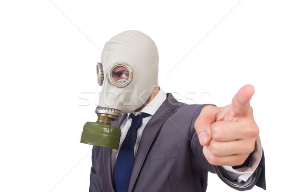üzletember visel gázmaszk izolált fehér arc Stock fotó © Elnur